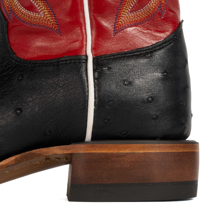 Justin Women's Piper Black Full Quill Ostrich Red Western Boot