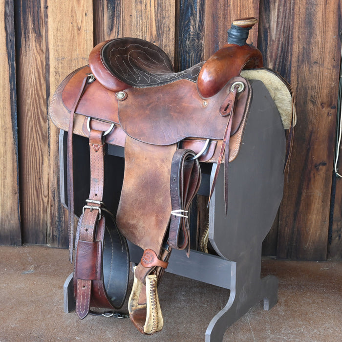 15" USED FAITH TEAM ROPING SADDLE