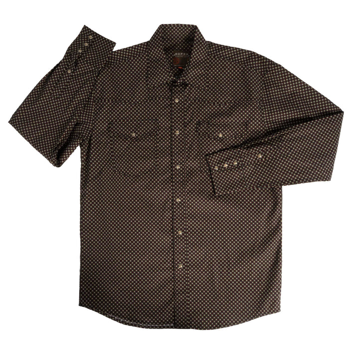 Roper Men's Red Star Geo Print Pearl Snap Shirt