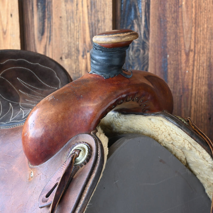 15" USED FAITH TEAM ROPING SADDLE