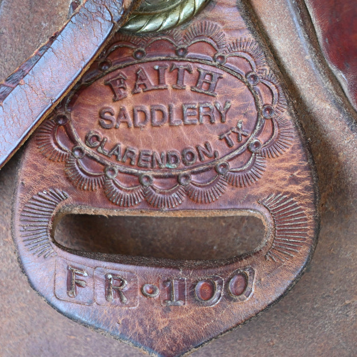 15" USED FAITH TEAM ROPING SADDLE