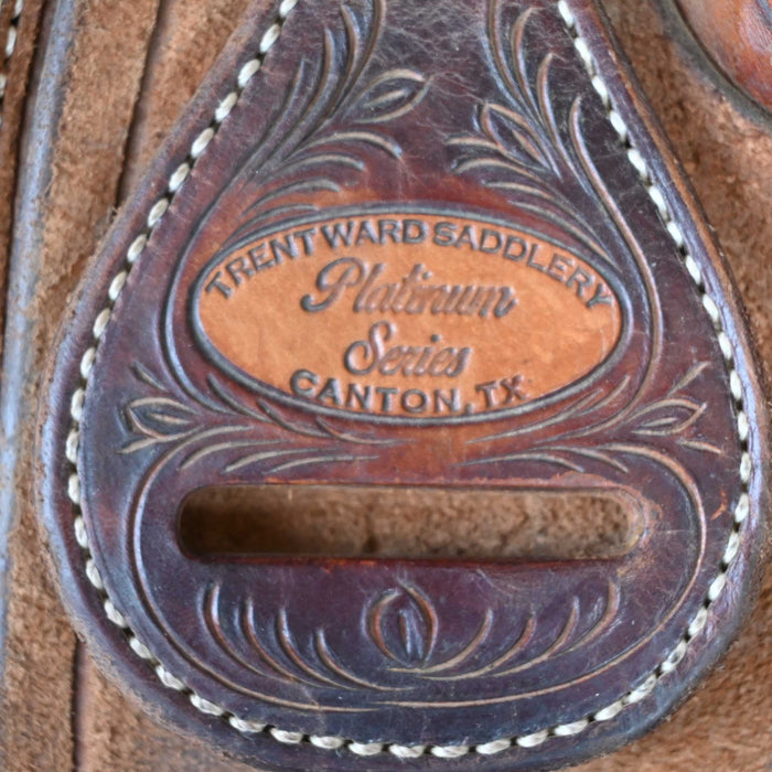 13.5" USED TRENT WARD PLATINUM CALF ROPING SADDLE