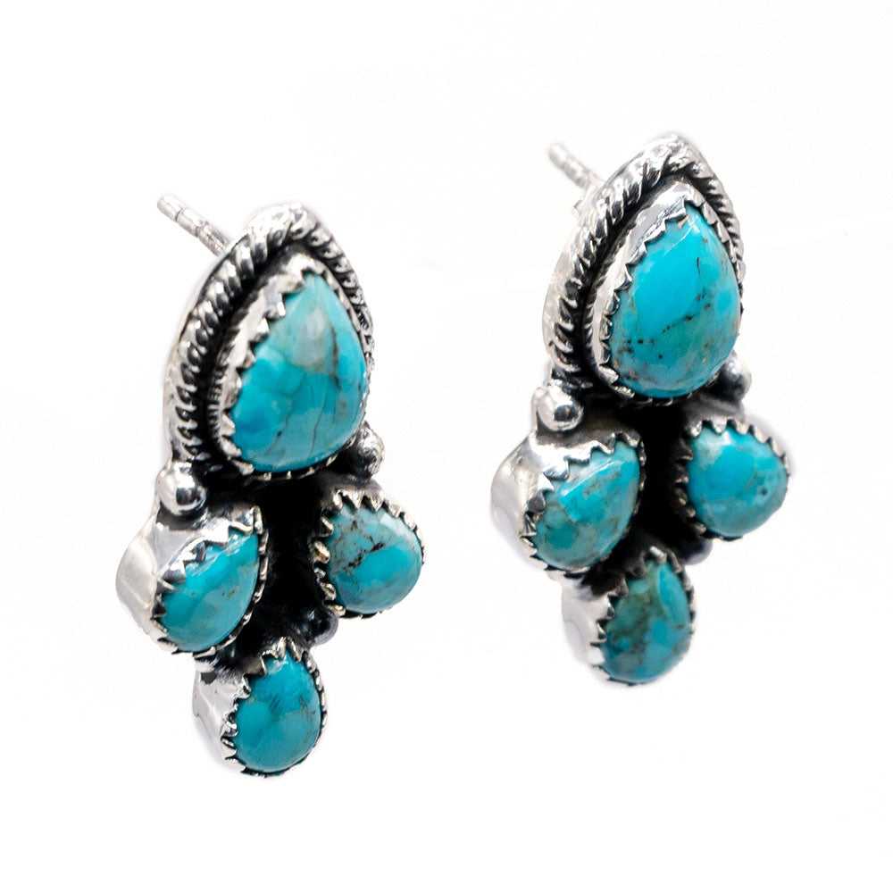 Hada Teardrop 4 Stone Kingman Turquoise Earrings