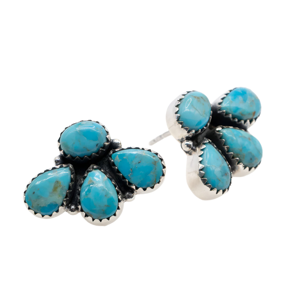 Hada Fleur 4 Stone Turquoise Stud Earrings