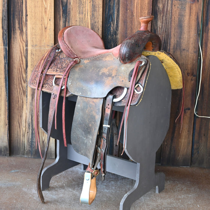15.5" USED TRIPLE J COW SUPPLY TEAM ROPING SADDLE Saddles - Used Triple J Cowhorse Supply