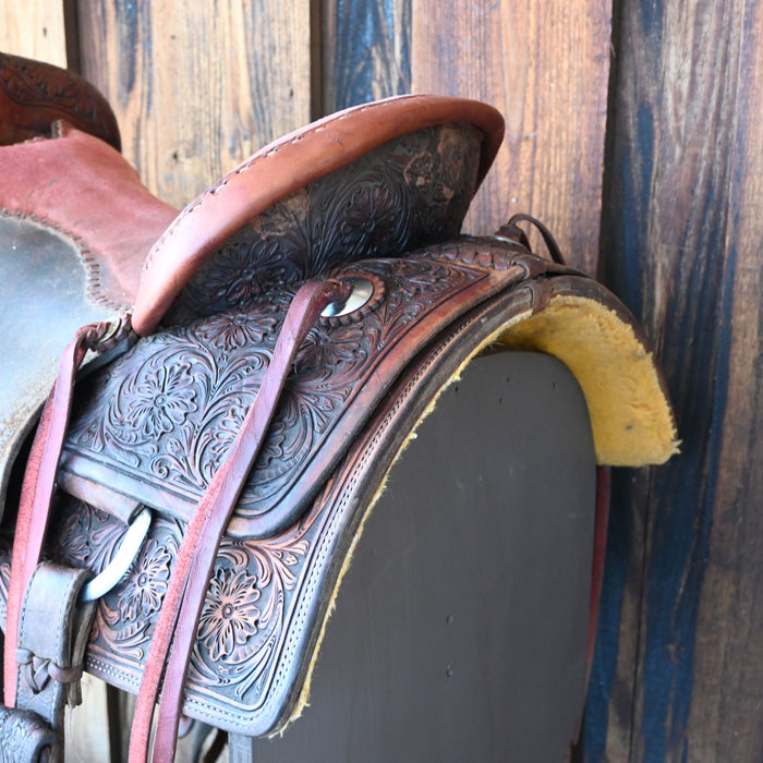 15.5" USED TRIPLE J COW SUPPLY TEAM ROPING SADDLE Saddles - Used Triple J Cowhorse Supply