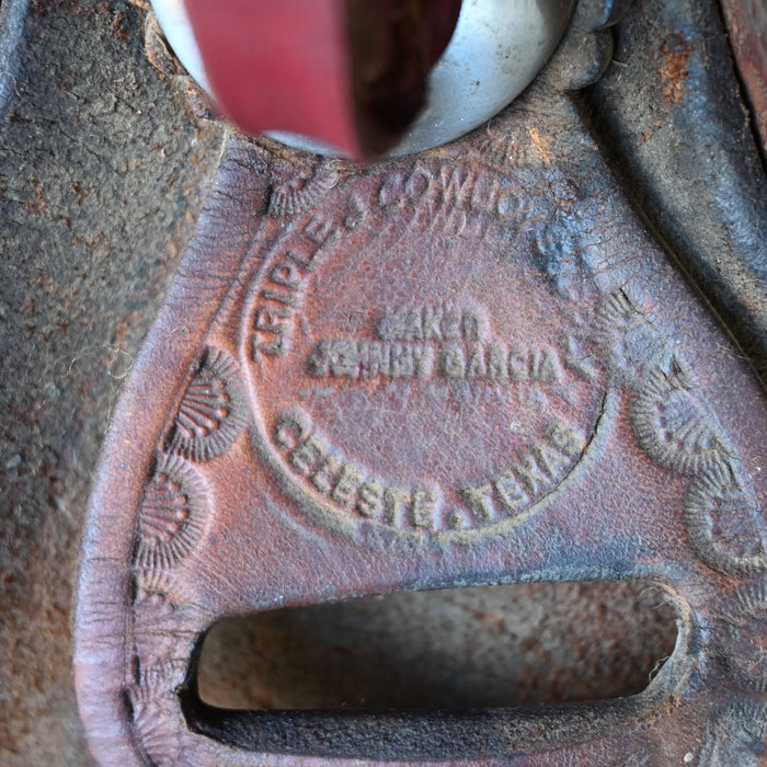 15.5" USED TRIPLE J COW SUPPLY TEAM ROPING SADDLE Saddles - Used Triple J Cowhorse Supply