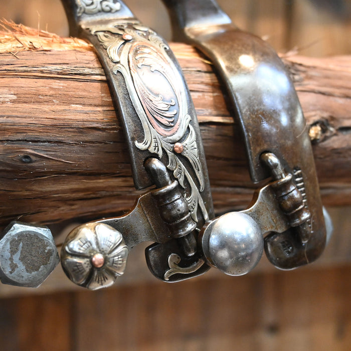 Kerry Kelley Silver & Copper Mounted 6pt. Spurs 2389