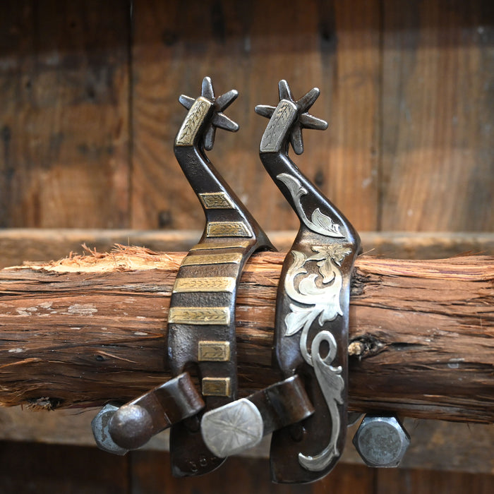 Jason Sinclair Silver & Brass Mounted Bars 6pt. Spurs