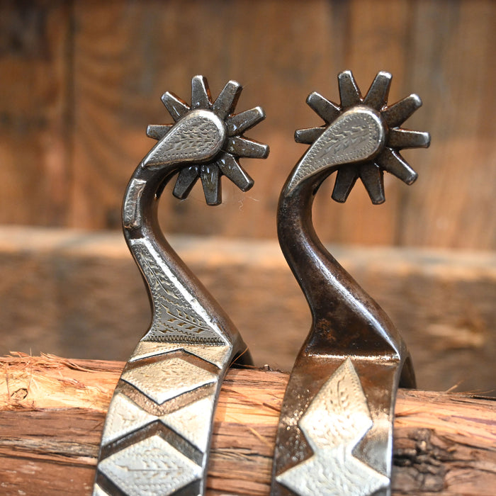 Clint Martin Silver Mounted Bars 10pt. Spurs