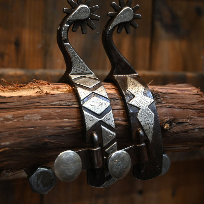Clint Martin Silver Mounted Bars 10pt. Spurs