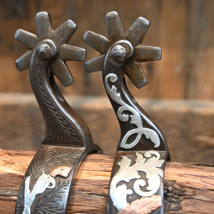 John Jennings Copper & Silver Mounted 7 pt.  Spurs