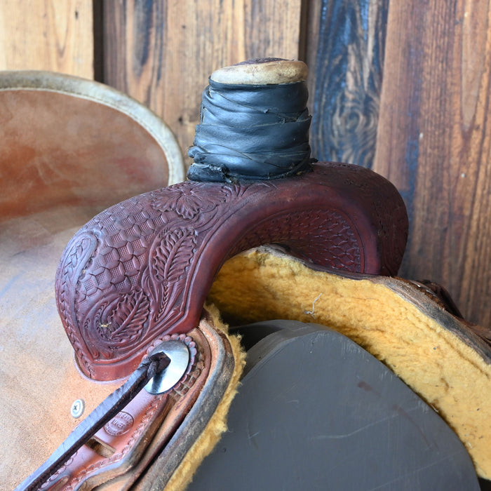 15" USED JIM SANDS TEAM ROPING SADDLE