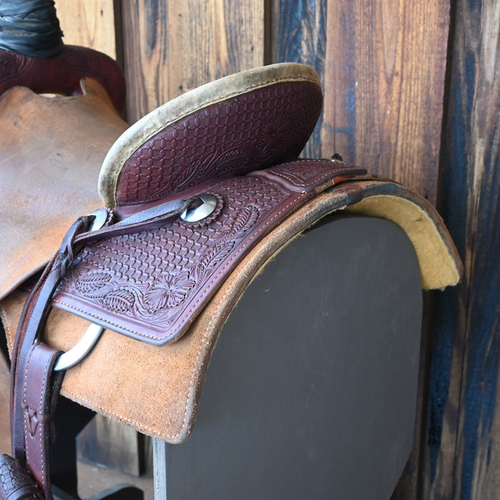15" USED JIM SANDS TEAM ROPING SADDLE