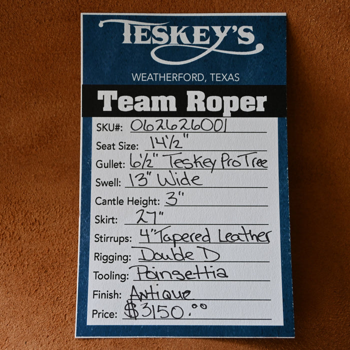 14.5" TESKEY'S TEAM ROPING SADDLE Saddles - New Teskey's Saddlery
