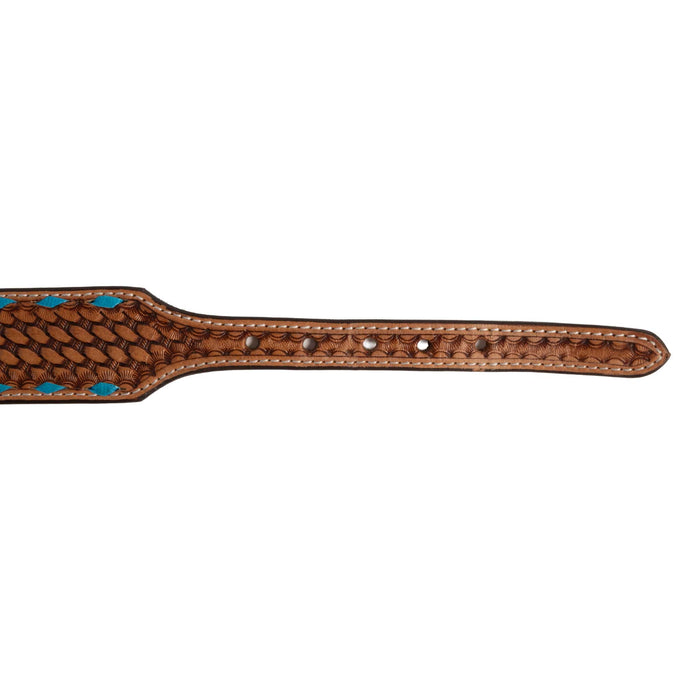Basket Weave Collar With Turquoise Buckstitch