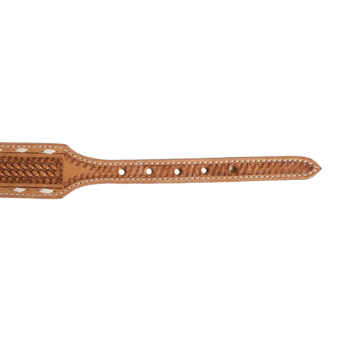 Basket Weave Dog Collar With White Buckstitch