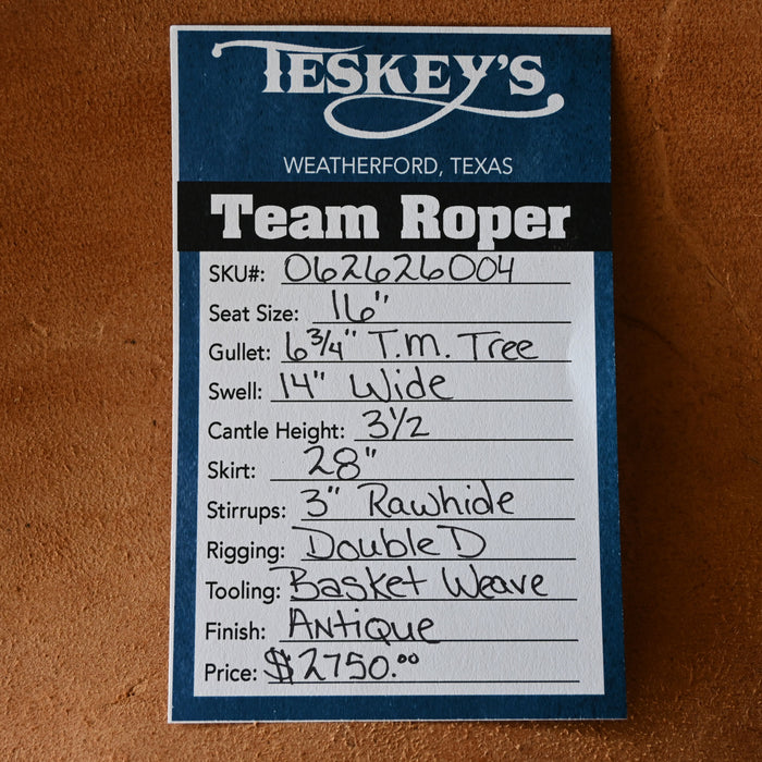 16" TESKEY'S TEAM ROPING SADDLE
