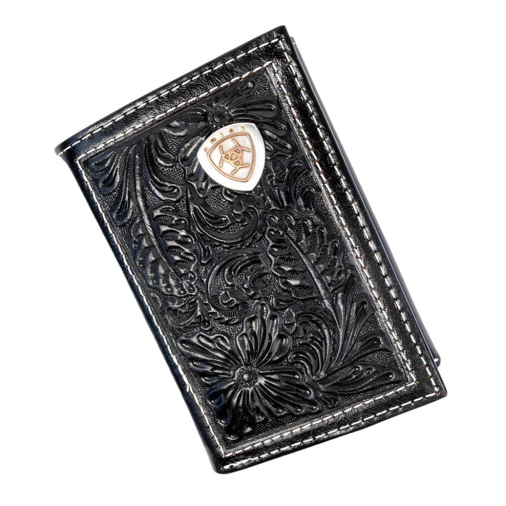 Ariat Floral Embossed Trifold Wallet MEN - Accessories - Wallets & Money Clips M&F Western Products