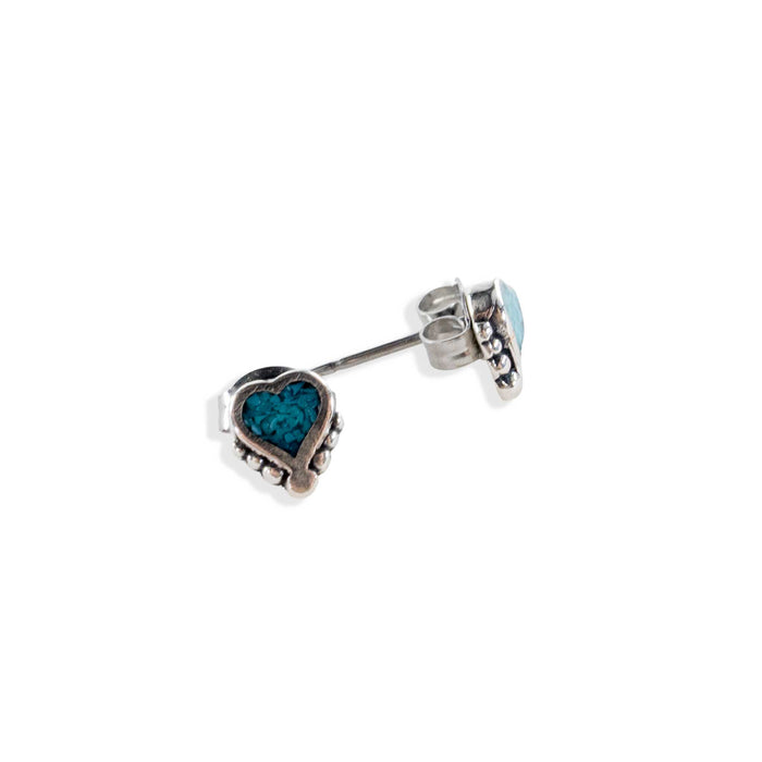 Micro Turquoise Heart Stud Earrings KIDS - Accessories - Jewelry Sunwest Silver