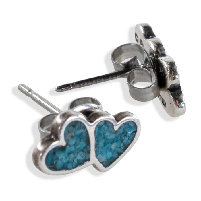 Turquoise Double Heart Stud Earrings WOMEN - Accessories - Jewelry - Earrings Sunwest Silver