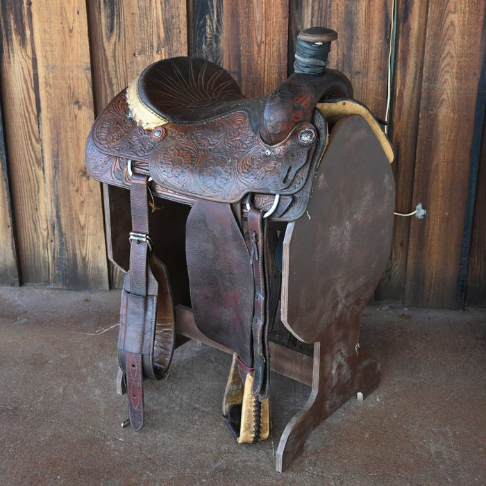 15" USED PAUL AMMERMAN TEAM ROPING SADDLE