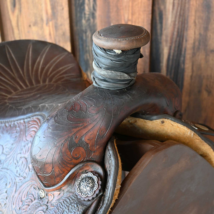 15" USED PAUL AMMERMAN TEAM ROPING SADDLE