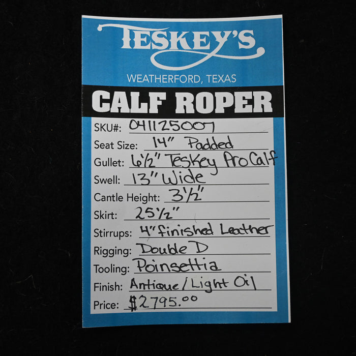 14" TESKEY'S CALF ROPING SADDLE Saddles - New Teskey's Saddlery
