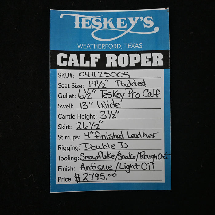 14.5" TESKEY'S CALF ROPING SADDLE Saddles - New Teskey's Saddlery