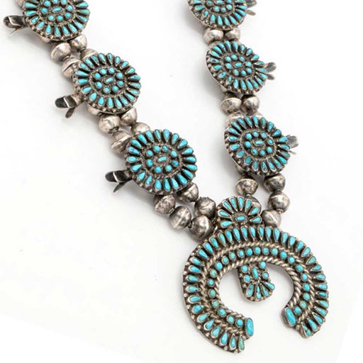 Vintage Navajo Fine Petit Point Squash Blossom WOMEN - Accessories - Jewelry - Necklaces MISC
