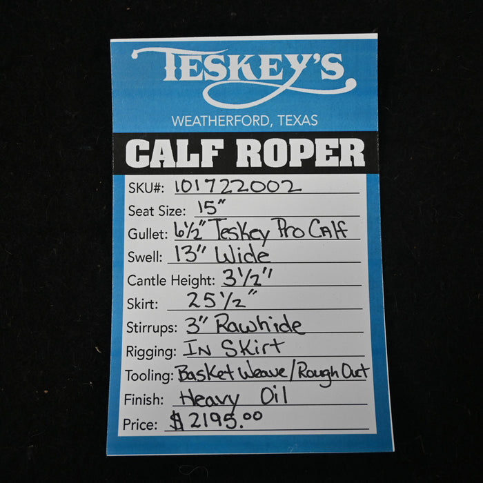 15" TESKEY'S CALF ROPING SADDLE Saddles - New Teskey's Saddlery