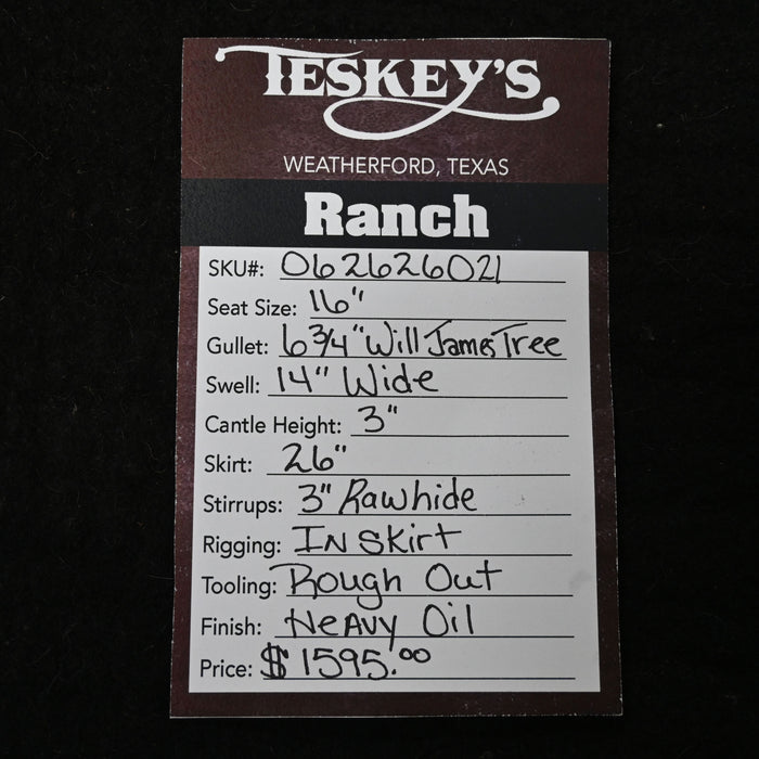 16" TESKEY'S STRIP DOWN RANCH SADDLE