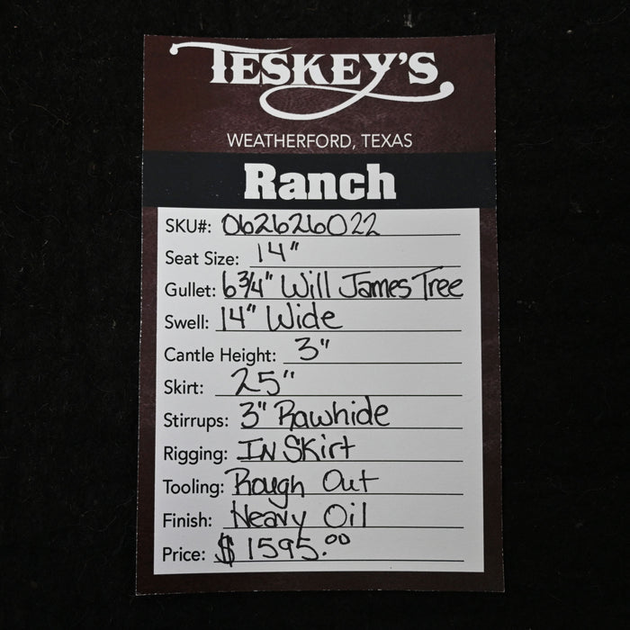 14" TESKEY'S  STRIP DOWN RANCH SADDLE