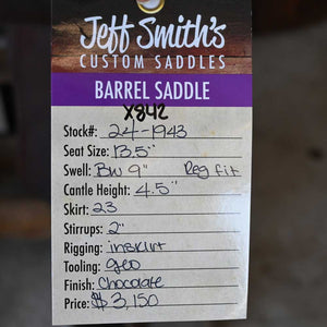 13.5" USED JEFF SMITH BARREL SADDLE Saddles Jeff Smith   