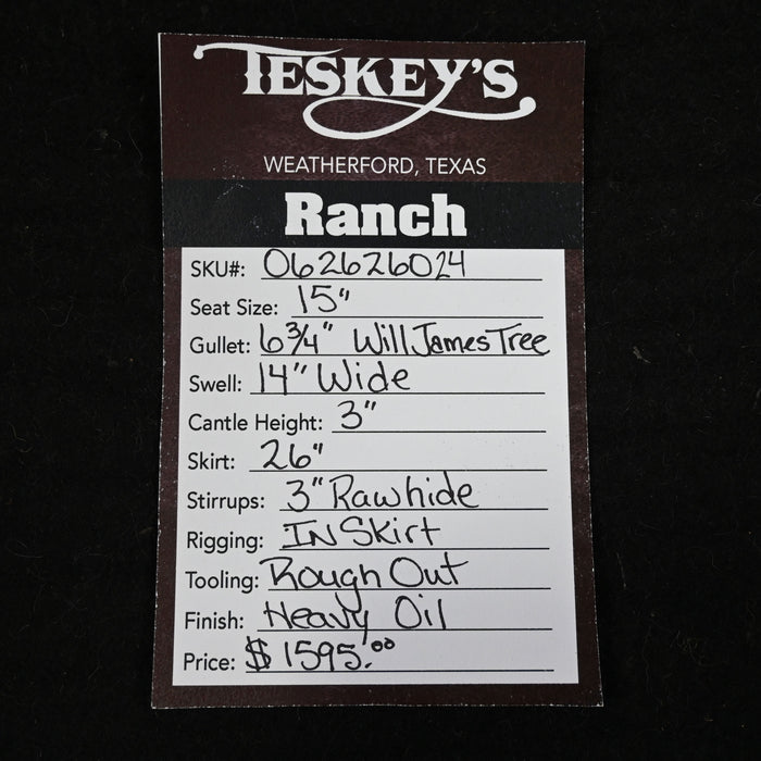 15" TESKEY'S STRIP DOWN RANCH SADDLE