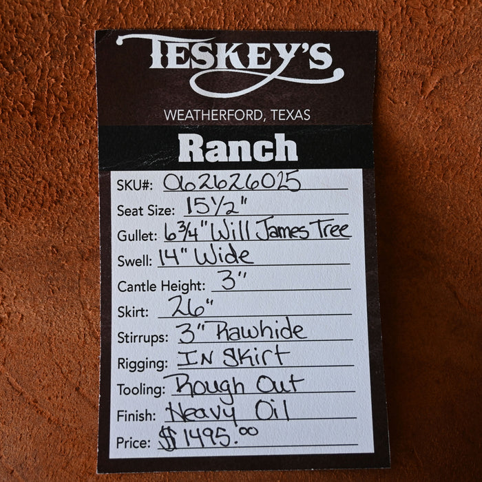 15.5" TESKEY'S STRIP DOWN RANCH SADDLE
