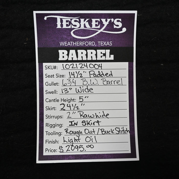 14.5" TESKEY'S BARREL SADDLE Saddles - New Teskey's Saddlery
