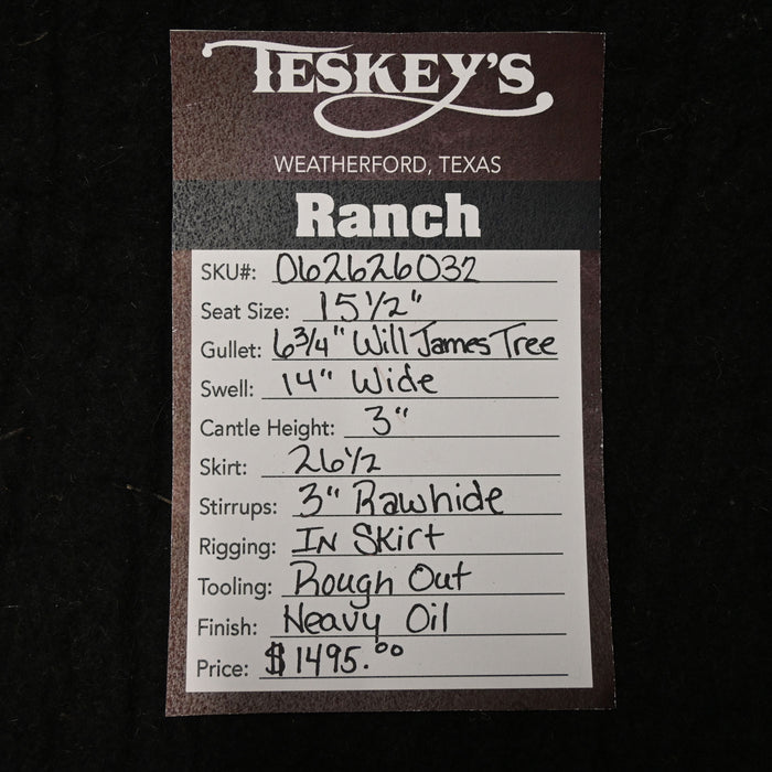 15.5" TESKEY'S STRIP DOWN RANCH SADDLE