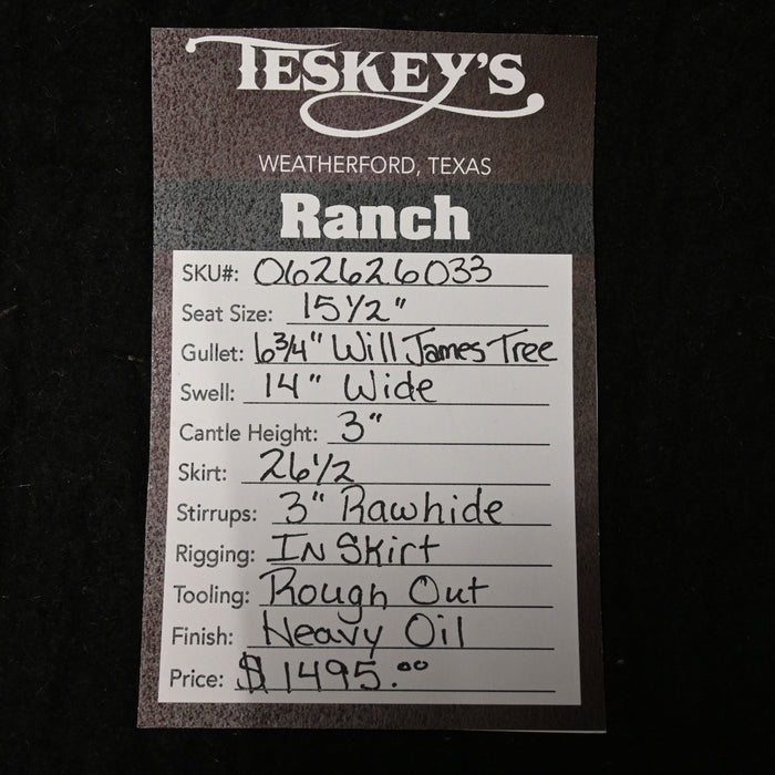 15.5" TESKEY'S STRIP DOWN RANCH SADDLE