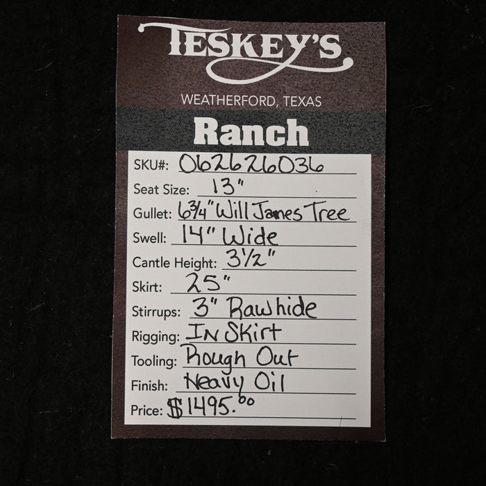 13" TESKEY'S STRIP DOWN RANCH SADDLE