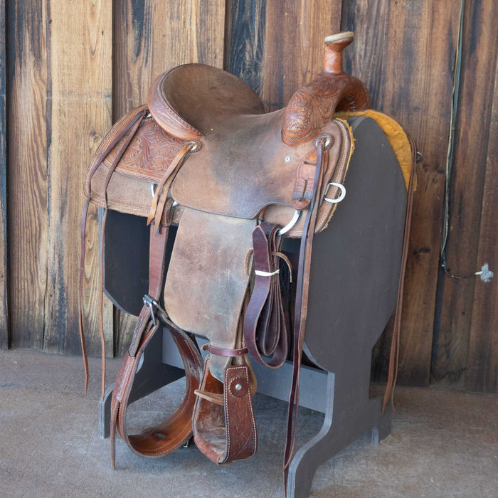 14" USED SHERIDAN TEAM ROPING SADDLE
