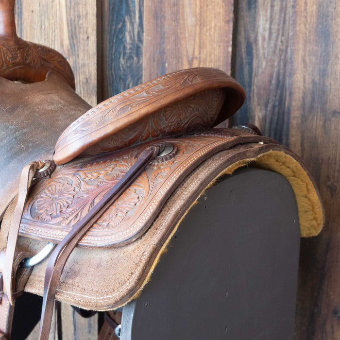 14" USED SHERIDAN TEAM ROPING SADDLE