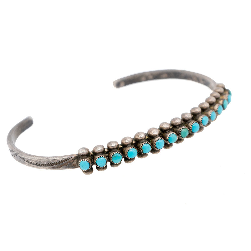 Vintage Small Snake Eyes Turquoise Cuff Bracelet WOMEN - Accessories - Jewelry - Bracelets TESKEY'S