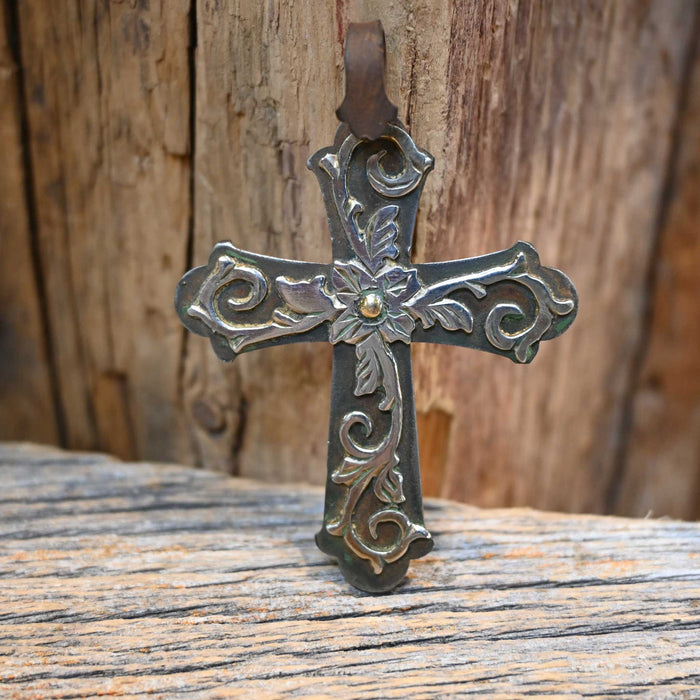 Will Daniel Silver Mounted Floral Cross Pendant