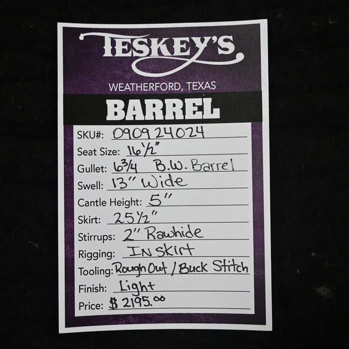 16.5" TESKEY'S BARREL SADDLE Saddles - New Teskey's Saddlery