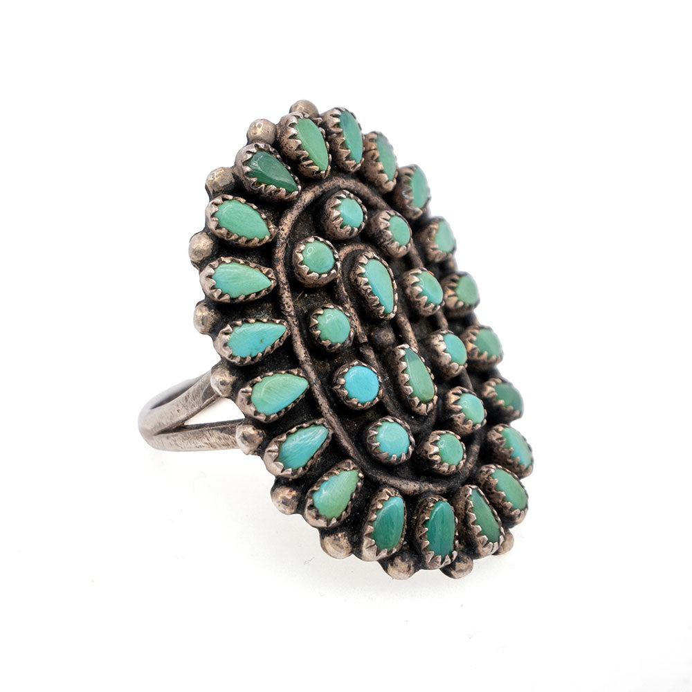 Vintage Fox Turquoise Petit Point Cluster Ring WOMEN - Accessories - Jewelry - Rings TESKEY'S