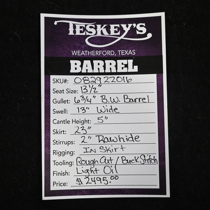 13.5" TESKEY'S BARREL SADDLE Saddles - New Teskey's Saddlery
