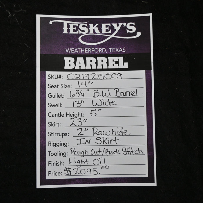14" TESKEY'S BARREL SADDLE Saddles - New Teskey's Saddlery
