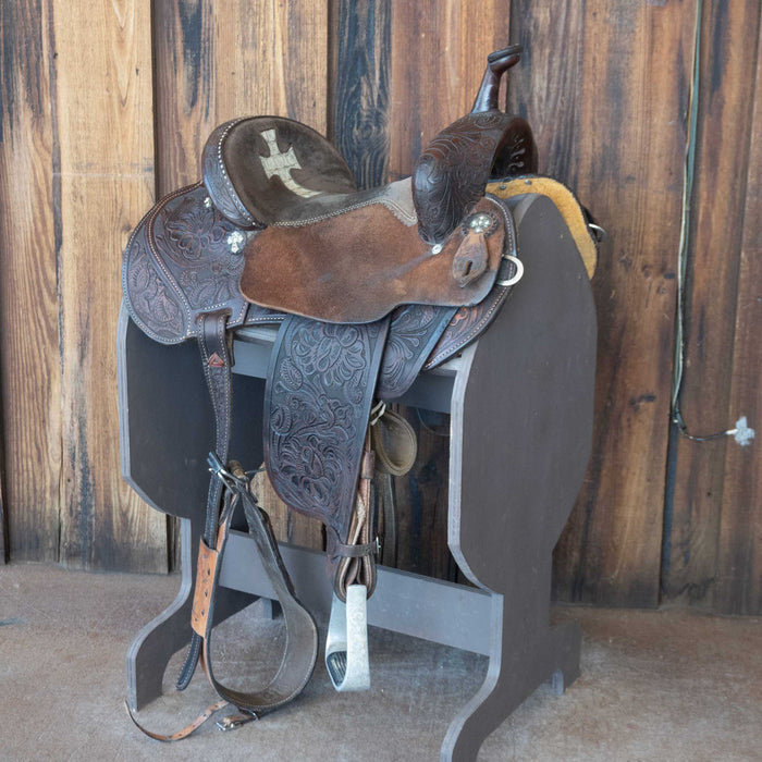 13.5" USED DOUBLE J LYNN MCKENZIE BARREL SADDLE Saddles - Used DOUBLE J SADDLERY
