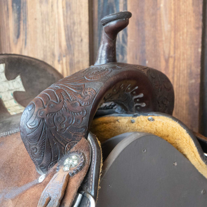 13.5" USED DOUBLE J LYNN MCKENZIE BARREL SADDLE Saddles - Used DOUBLE J SADDLERY